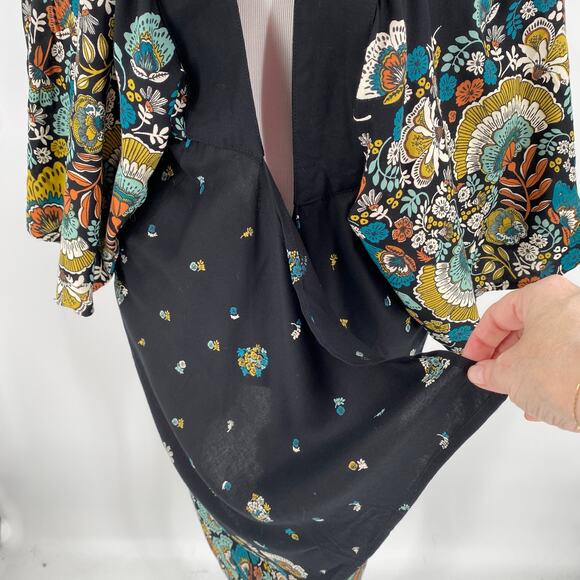 O’Neill black floral Sawyer cardigan open front one size - Picture 7 of 11